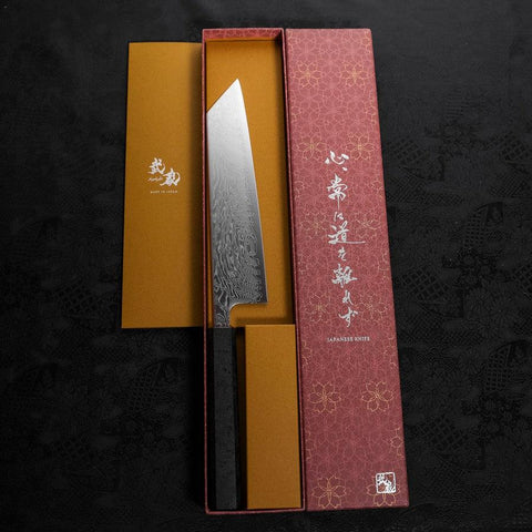 Kiritsuke SLD Wave Nickel Damascus Black Ishime Urushi Handle 210mm-[Musashi]-[Japanese-Kitchen-Knives]