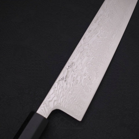 Kiritsuke SLD Wave Nickel Damascus Buffalo Ebony Handle 210mm-[Musashi]-[Japanese-Kitchen-Knives]