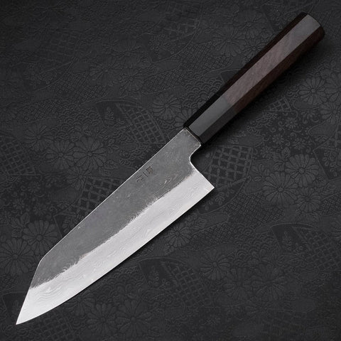 Kiritsuke Santoku Acero Azul #1 Kurouchi Suminagashi Mango de Ébano Búfalo 170mm
