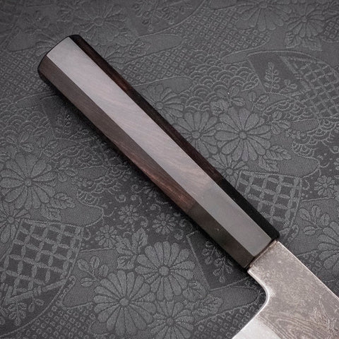 Kiritsuke Santoku Acero Azul #1 Kurouchi Suminagashi Mango de Ébano Búfalo 170mm