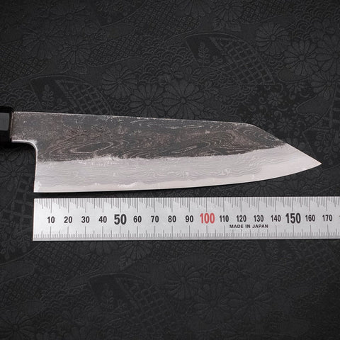 Kiritsuke Santoku Acero Azul #1 Kurouchi Suminagashi Mango de Ébano Búfalo 170mm