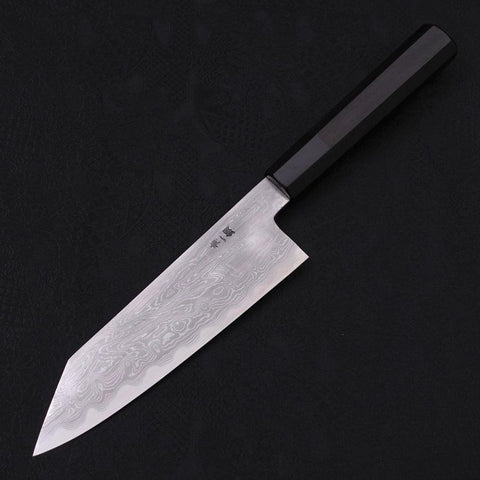 Kiritsuke Santoku Blue Steel #1 Suminagashi Mango de Ébano con Cuerno de Búfalo 170mm