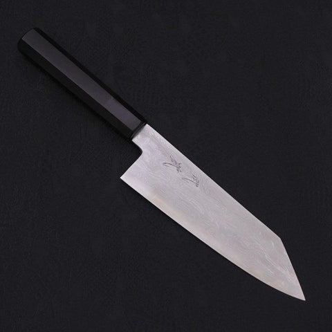 Kiritsuke Santoku Blue Steel #1 Suminagashi Buffalo Ebony Handle 170mm-[Musashi]-[Japanese-Kitchen-Knives]