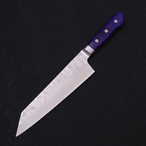Kiritsuke Santoku Blue Steel #2 Nashiji Stainless Clad Western Handle 195mm-[Musashi]-[Japanese-Kitchen-Knives]