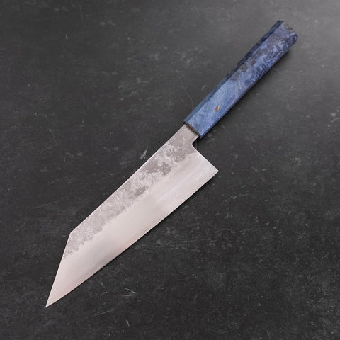 Kiritsuke Santoku Silver Steel #3 Nashiji Blue Maple Handle 180mm-[Musashi]-[Japanese-Kitchen-Knives]