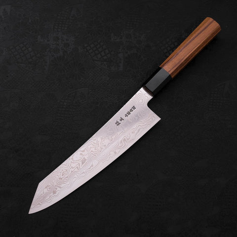 Kiritsuke Silver Steel #3 Damascus Buffalo Teak Handle 210mm-[Musashi]-[Japanese-Kitchen-Knives]