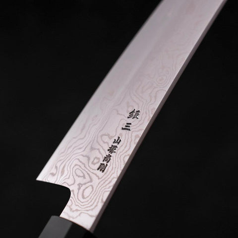 Kiritsuke Silver Steel #3 Damascus Buffalo Teak Handle 210mm-[Musashi]-[Japanese-Kitchen-Knives]