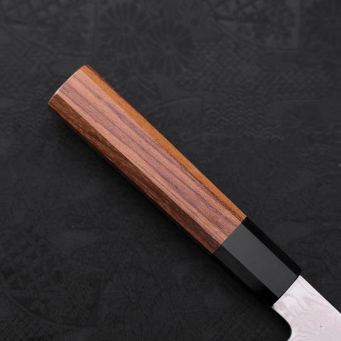 Kiritsuke Silver Steel #3 Damascus Buffalo Teak Handle 210mm-[Musashi]-[Japanese-Kitchen-Knives]