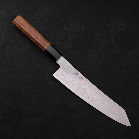 Kiritsuke Silver Steel #3 Damascus Buffalo Teak Handle 210mm-[Musashi]-[Japanese-Kitchen-Knives]