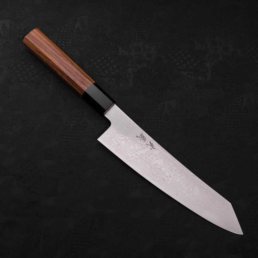 Kiritsuke Silver Steel #3 Damascus Buffalo Teak Handle 210mm-[Musashi]-[Japanese-Kitchen-Knives]