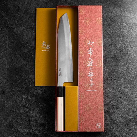 Kiritsuke Silver Steel #3 Kasumi Buffalo Magnolia Handle 240mm (9.4”)-[Musashi]-[Japanese-Kitchen-Knives]