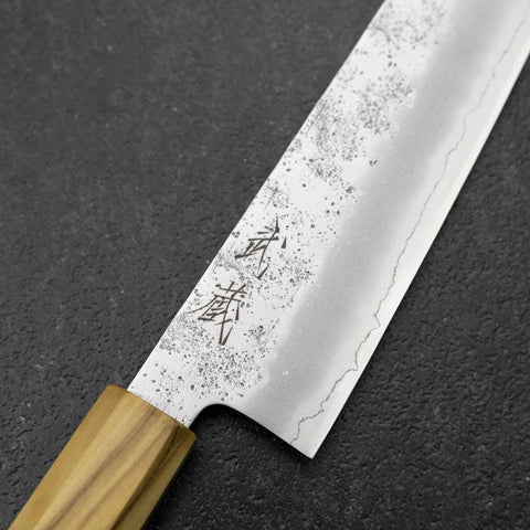 Kiritsuke Silver Steel #3 Nashiji Olive Handle 210mm (8.3”)-[Musashi]-[Japanese-Kitchen-Knives]