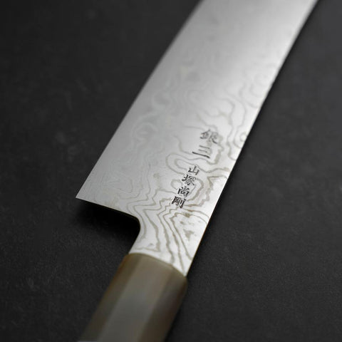 Kiritsuke Silver Steel #3 Nickel Damascus Buffalo Turquoise Handle 210mm-[Musashi]-[Japanese-Kitchen-Knives]