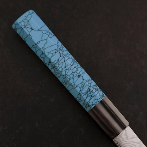 Kiritsuke Silver Steel #3 Nickel Damascus Buffalo Turquoise Handle 210mm-[Musashi]-[Japanese-Kitchen-Knives]