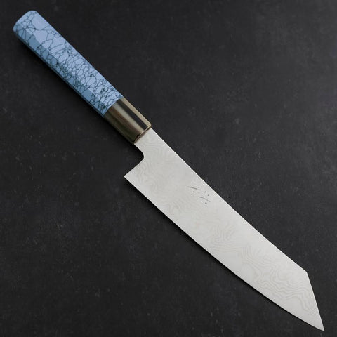Kiritsuke Silver Steel #3 Nickel Damascus Buffalo Turquoise Handle 210mm-[Musashi]-[Japanese-Kitchen-Knives]