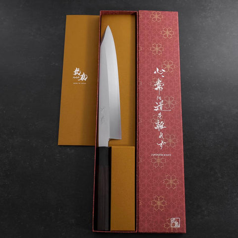 Kiritsuke Silver Steel #3 Polished Buffalo Ebony Handle 230mm-[Musashi]-[Japanese-Kitchen-Knives]