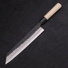 Kiritsuke Stainless Clad Blue Super Kurouchi Tsuchime Buffalo Magnolia Handle 240mm-[Musashi]-[Japanese-Kitchen-Knives]
