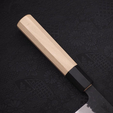 Kiritsuke Stainless Clad Blue Super Kurouchi Tsuchime Buffalo Magnolia Handle 240mm-[Musashi]-[Japanese-Kitchen-Knives]