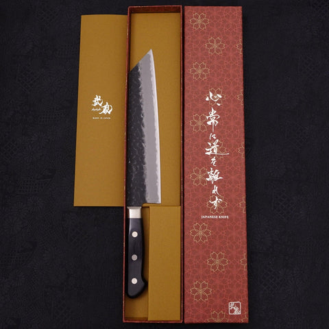 Kiritsuke Revestimiento de Acero Inoxidable Blue Super Kurouchi Tsuchime Mango Occidental 210mm