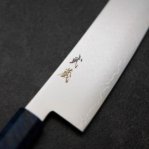 Kiritsuke VG-10 Damascus Blue Birch Handle 210mm (8.3”)-[Musashi]-[Japanese-Kitchen-Knives]