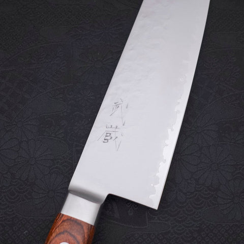 Kiritsuke VG-5 Stainless Tsuchime Western Mahogany Handle 190mm (7.5”)-[Musashi]-[Japanese-Kitchen-Knives]