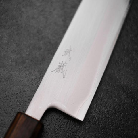 Kiritsuke White Steel #1 Polished Sumi Urushi Handle 240mm (9.4”)-[Musashi]-[Japanese-Kitchen-Knives]