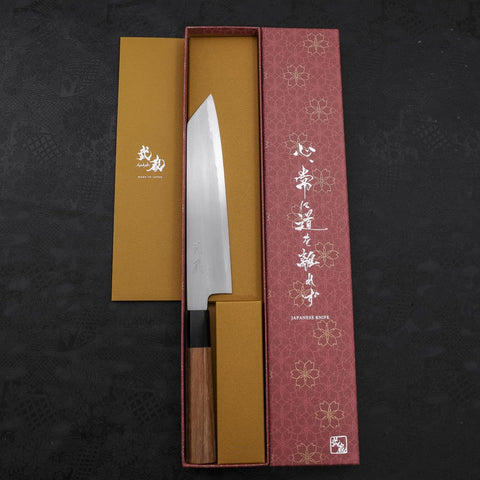 Kiritsuke White Steel #2 Kasumi Buffalo Teak Handle 210mm-[Musashi]-[Japanese-Kitchen-Knives]
