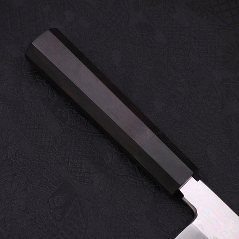 Kiritsuke White Steel #2 Acabado Espejo Honyaki Mango de Ébano con Cuerno de Búfalo 240mm