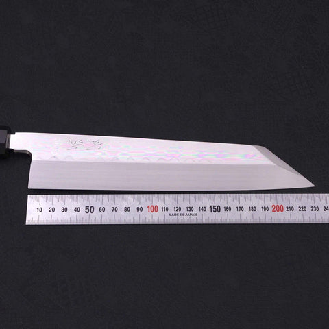Kiritsuke White Steel #2 Acabado Espejo Honyaki Mango de Ébano con Cuerno de Búfalo 240mm