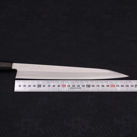 Kiritsuke Yanagiba Silver Steel #3 Kasumi Buffalo Ebony Handle 240mm-[Musashi]-[Japanese-Kitchen-Knives]