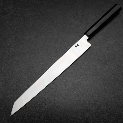 Kiritsuke Yanagiba Silver Steel #3 Kasumi Buffalo Ebony Handle 300mm (11.8”)-[Musashi]-[Japanese-Kitchen-Knives]