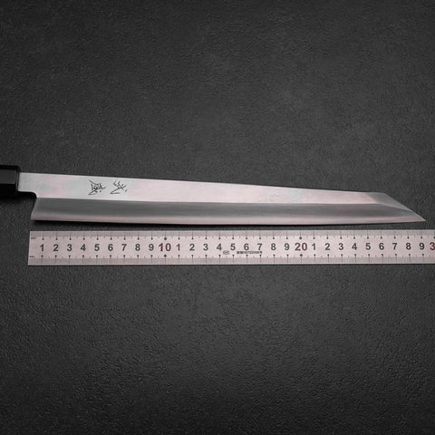 Kiritsuke Yanagiba Silver Steel #3 Kasumi Buffalo Ebony Handle 300mm (11.8”)-[Musashi]-[Japanese-Kitchen-Knives]