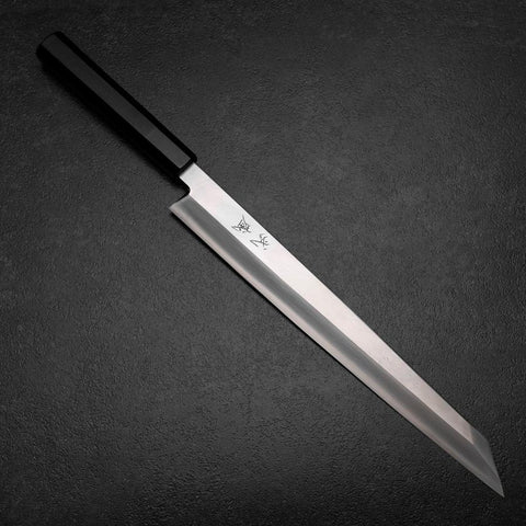 Kiritsuke Yanagiba Silver Steel #3 Kasumi Buffalo Ebony Handle 300mm (11.8”)-[Musashi]-[Japanese-Kitchen-Knives]