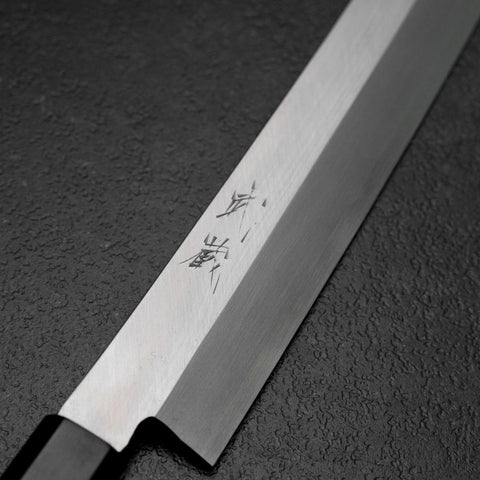 Kiritsuke Yanagiba Silver Steel #3 Kasumi Buffalo Ebony Handle 300mm (Sori) (11.8”)-[Musashi]-[Japanese-Kitchen-Knives]