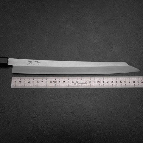 Kiritsuke Yanagiba Silver Steel #3 Kasumi Buffalo Ebony Handle 300mm (Sori) (11.8”)-[Musashi]-[Japanese-Kitchen-Knives]