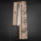 Kiritsuke Yanagiba Silver Steel #3 Kasumi Buffalo Ebony Handle 300mm (Sori) (11.8”)-[Musashi]-[Japanese-Kitchen-Knives]