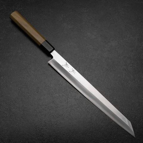Kiritsuke Yanagiba Silver Steel #3 Kasumi Buffalo Magnolia Handle 270mm (10.6”)-[Musashi]-[Japanese-Kitchen-Knives]