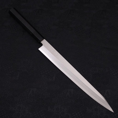 Kiritsuke Yanagiba Silver Steel #3 Polished Buffalo Ebony Handle 270mm-[Musashi]-[Japanese-Kitchen-Knives]