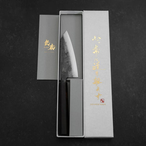 Kobunka Blue Steel #2 Kurouchi Ebony Handle 120mm (4.7”)-[Musashi]-[Japanese-Kitchen-Knives]