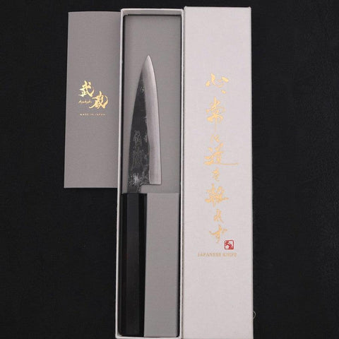 Koyanagi Blue Super Kurouchi Buffalo Ebony Handle 120mm-[Musashi]-[Japanese-Kitchen-Knives]