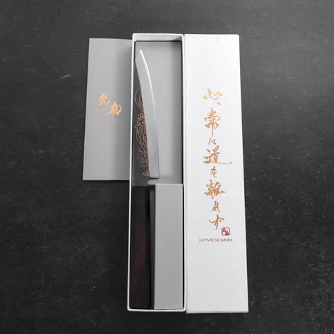 Koyanagi Blue Steel #1 Kurouchi Chokin Nami Buffalo Ebony Handle 150mm (5.9”)-[Musashi]-[Japanese-Kitchen-Knives]