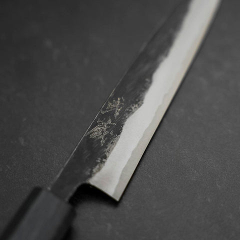 Koyanagi Blue Steel #1 Kurouchi Dark Blue Urushi Handle 150mm-[Musashi]-[Japanese-Kitchen-Knives]
