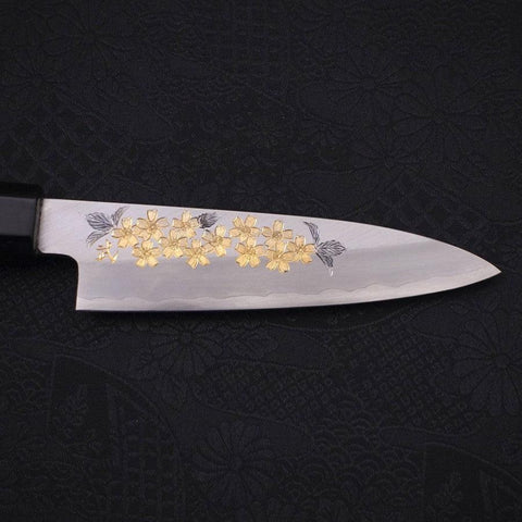 Koyanagi Silver Steel #3 Kasumi Chokin Sakura Buffalo Ebony Handle 110mm-[Musashi]-[Japanese-Kitchen-Knives]