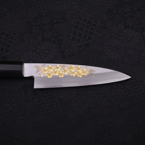 Koyanagi White Steel #2 Kasumi Chokin Sakura Buffalo Ebony Handle 110mm-[Musashi]-[Japanese-Kitchen-Knives]