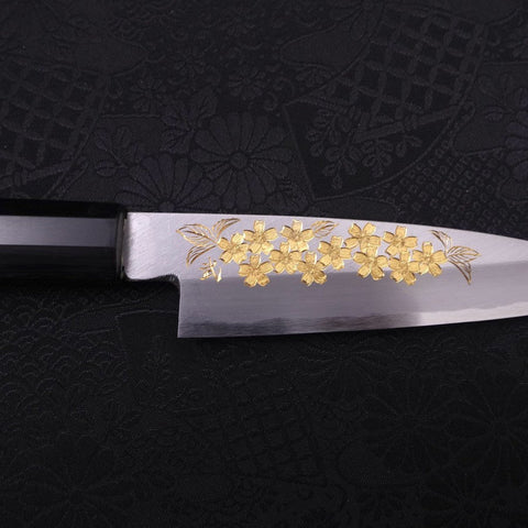 Koyanagi White Steel #2 Kasumi Chokin Sakura Buffalo Ebony Handle 110mm-[Musashi]-[Japanese-Kitchen-Knives]