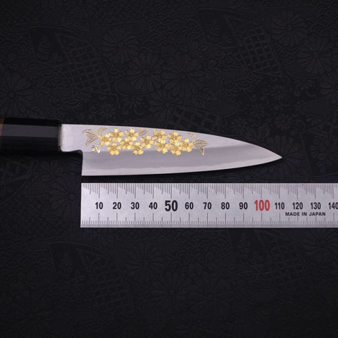 Koyanagi White Steel #2 Kasumi Chokin Sakura Buffalo Ebony Handle 110mm-[Musashi]-[Japanese-Kitchen-Knives]