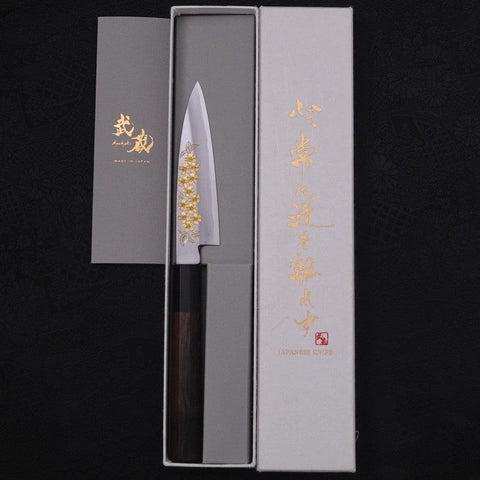 Koyanagi White Steel #2 Kasumi Chokin Sakura Buffalo Ebony Handle 110mm-[Musashi]-[Japanese-Kitchen-Knives]