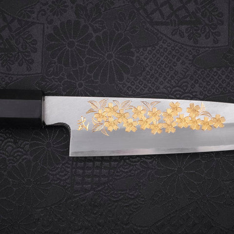 Koyanagi White Steel #2 Kasumi Chokin Sakura Buffalo Ebony Handle 135mm-[Musashi]-[Japanese-Kitchen-Knives]