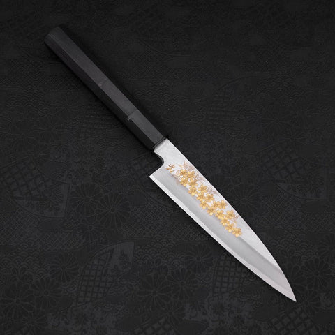 Koyanagi White Steel #2 Kasumi Chokin Sakura Buffalo Ebony Handle 135mm-[Musashi]-[Japanese-Kitchen-Knives]
