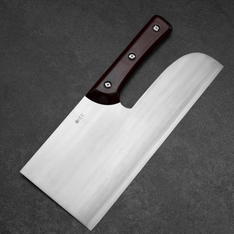 Menkiri (Noodle Knife) Blue Steel #2 Polished Red Urushi Handle 300mm-[Musashi]-[Japanese-Kitchen-Knives]